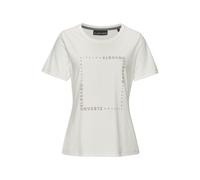 T-Shirt ELBSAND, Damen, Gr. M (38), beige (creme), Jersey, Obermaterial: 50% Baumwolle, 50% Polyester, unifarben, casual, figurumspielend hüftlang, Rundhals, Kurzarm, Shirts, mit Logodruck vorne (1797