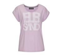 T-Shirt ELBSAND "Eldis", Damen, Gr. L (40), lila (flieder meliert), Single Jersey, Obermaterial: 50% Baumwolle, 50% Polyester, meliert, modisch, figurumspielend hüftlang, Rundhals, Kurzarm Aufschlag, 