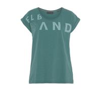 T-Shirt ELBSAND, Damen, Gr. XL (42), blau (petrol), Jersey, Obermaterial: 50% Baumwolle, 50% Polyester, unifarben, figurumspielend hüftlang, Rundhals, Aufschlag, Shirts T-Shirt, aus weichem Jersey, Ku