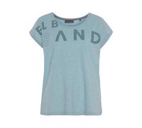 T-Shirt ELBSAND, Damen, Gr. M (38), blau (türkis), Jersey, Obermaterial: 50% Baumwolle, 50% Polyester, unifarben, figurumspielend hüftlang, Rundhals, Aufschlag, Shirts T-Shirt, aus weichem Jersey, Kur