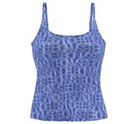Tankini-Top ELBSAND "Letra", Damen, Gr. 42, Cup C/D, blau, Recycling-Polyamid, bedruckt, Bikini-Oberteile, mit tollem Wording, Topseller (74238202-42) blau