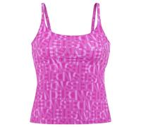 Tankini-Top ELBSAND "Letra", Damen, Gr. 42, Cup A/B, pink (fuchsia), Recycling-Polyamid, bedruckt, Bikini-Oberteile, mit tollem Wording (90664016-42) fuchsia