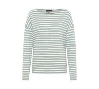 Elbsand Damen Longsleeve Langarmshirt mit Streifen ESWTooske 70774 00 Soft Sage + Cloud White (0107) S