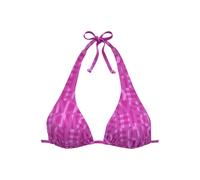 Triangel-Bikini-Top ELBSAND "Letra", Damen, Gr. 36, Cup A/B, pink (fuchsia), Recycling-Polyamid, bedruckt, Bikini-Oberteile, mit tollem Wording (52490518-36) fuchsia