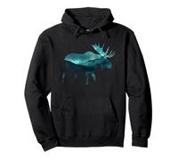 Elch Nordlicht Winter Wandern Alaska Naturliebhaber Pullover Hoodie