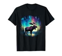 Elch Nordlicht Winter Wandern Alaska Naturliebhaber T-Shirt