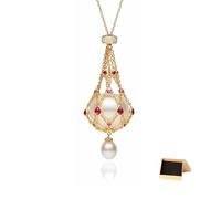 ELDEMA Perlen- und Edelstein-Lavalier-Anhänger, 925er-Sterlingsilber-Perlenkäfig-Halskette, natürliche Perlen-Zirkon-Anhänger-Halsketten, geflochtene Perlenhalter-Halskette aus Metallgeflecht (A)