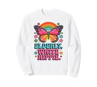 Elderly White Hippie Retro Vibe Butterfly Vintage 70er Jahre Groovy Sweatshirt