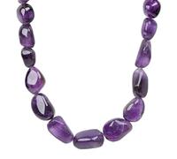 ELEDORO echter Amethyst Halskette Collier für Damen aus Silber 925 Trommelstein lila 45cm lang