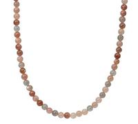 ELEDORO echter Multicolor Mondstein Halskette Collier für Damen aus Silber 925 vergoldet Karabiner 6mm 48cm plus 5cm lang