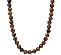 ELEDORO echter Tigerauge Halskette Collier für Damen aus Silber 925 vergoldet Magnetverschluss 10mm 48cm lang
