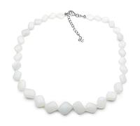 ELEDORO echter Weißer Opal Halskette Collier für Damen aus Silber 925 46cm lang