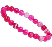 ELEDORO echtes Edelstein Perlen Armband - Natürliche Chakra Power Steine, Stretch Design, 8mm (Achat Pink)