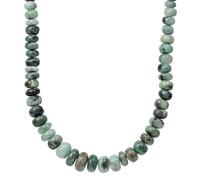 ELEDORO® Smaragd Collier - Edelstein-Kette aus echten Smaragd-Rondellen im Cabochonschliff | 925er Silber vergoldet | Handgefertigt, 48 cm + 5 cm Verlängerung