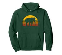 Elefant Retro Sonnenuntergang Elefanten Geschenk Pullover Hoodie, Unisex für Erwachsene, Waldgrün, XL