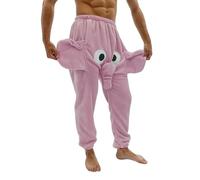 Elefanten Hose mit Rüssel Männer Lustig Schlafanzughose Herren Lang Elefant Hose mit Rüssel Herren Damen Pyjamahose Lang Elephant Pants Thermohose Freizeithose Winter Hosen Jungen (1-Pink, XL/3)