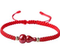 ELEGAM Amulett-Armband, Feng-Shui-Armband, rote Schnur, Wu Lou/Kürbis-Anhänger, Verstellbarer Talisman-Stein for Glück und Wohlstand