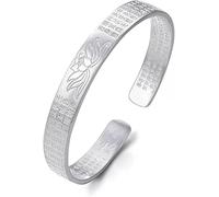 ELEGAM Feng Shui Armband, Amulett Armband, Damen 925 Sterling Silber Armband Vintage Feng Shui Lotus Manschette Armreif Handgeschnitzt Armband Damen