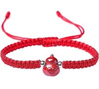 ELEGAM Feng-Shui-Armband, Amulett-Armband, Hulu Wu Lou Kürbis, Zinnober, Glücksbringer, rotes Seil, geflochten, for Kinder, verstellbares Glücksbringer-Amulett
