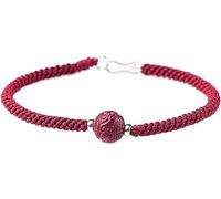 ELEGAM Feng Shui-Armband, Amulett-Armband, Perlen mit geschnitztem Rückenmuster, Zinnober-Perle, Lucky Weave, Verstellbarer Unisex-Talisman for Wohlstand, Geld, gutes L (Color : Rood)
