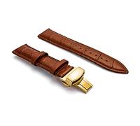 ELEGAM Uhrenarmbänder, Uhrenarmband Schlaufe, Uhrenarmband 12 mm/18 mm/19 mm/20 mm/21 mm/22 mm/24 mm Uhrenarmband aus weichem Kalbsleder mit Alligatorprägung (Color : Light Brown Gold, Size : 21mm)