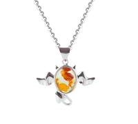 ELEGAMBER Handgefertigte S925 silber einbettung natürliche ostsee Bernstein rohstein anhänger halskette, poliert bernstein energie stein | holz geschenkbox