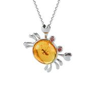 ELEGAMBER Handgefertigte S925 silber einbettung natürliche ostsee Bernstein rohstein anhänger halskette, poliert bernstein energie stein | holz geschenkbox