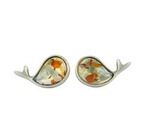 ELEGAMBER Handgefertigter schmuck S925 silber eingebettet natürliche ostsee bernstein rohstein ohrnagel, poliert bernstein energie stein | holz geschenkbox