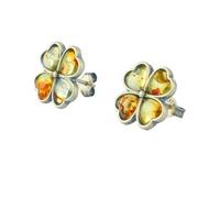 ELEGAMBER Handgefertigter schmuck S925 silber eingebettet natürliche ostsee bernstein rohstein ohrnagel, poliert bernstein energie stein | holz geschenkbox