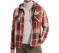 Elegancity Herren Jacke Kariertes Hemdjacke Langarm Hoodie Shirts Kapuzenpullover Freizeitjacke Sweatjacke Sportjacke Blousonjacke Winter Jacket Orange XXL