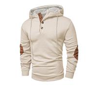 Elegancity Hoodie Herren Baumwolle Kapuzenpullover Casual Kordelzug Sweatshirt Pullover mit Kapuzen Oversized Freizeit Kapuzenpulli, Beige M