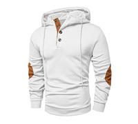 Elegancity Hoodie Herren Baumwolle Kapuzenpullover Casual Kordelzug Sweatshirt Pullover mit Kapuzen Oversized Freizeit Kapuzenpulli, Weiß M