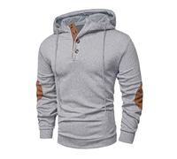Elegancity Hoodie Herren Baumwolle Kapuzenpullover Casual Kordelzug Sweatshirt Pullover mit Kapuzen Oversized Freizeit Kapuzenpulli, Grau XXL