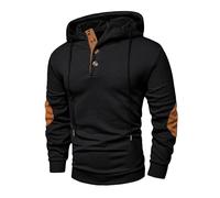 Elegancity Hoodie Herren Baumwolle Kapuzenpullover Schwarz Casual Kordelzug Sweatshirt Pullover mit Kapuzen Oversized Freizeit Kapuzenpulli, Schwarz S