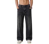Elegancity Jeans Herren Baggy Schwarz Stretch Jeanshosen Straight Y2K Streetwear Denim Hosen Loose Fit Männer Weite Beine Jogginghosen 3XL
