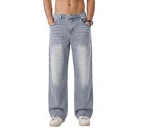 Elegancity Jeans Herren Baggy Stein Blau Stretch Jeanshosen Straight Y2K Streetwear Denim Hosen Loose Fit Männer Weite Beine Jogginghosen 3XL