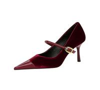 Elegant Damen Pumps High Heels Sexy Kann Beinlinien Sehr Gut Dehnen (Weinrot 7cm,35)