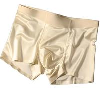 Elegant Silk Men's Ice Silk Underwear Men's Boxer Briefs, Luxury Moisture Wicking Breathable, Breathable Cool Boxer Briefs,Seamless Comfort (White, XL)