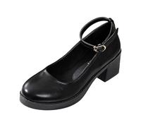 Elegant Summer Buckle Ankle Strap Round Toe Chunky Heel for Everyday Dressy Occasions (Black-b, 41)