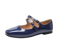 Elegante, atmungsaktive Bequeme Ballerinas für Damen - ideal Hineinschlüpfen, für den Sportliche Tanzschuhe mit Schnürung. Weiße Ballerinas, leichte Mary-Jane-Schuhe Hineinschlüpfen. (Dark Blue, 41)