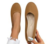 Elegante Ballerinas Damen - Schuhe Sommer Barfuss Ballerina Schwarze Loafer Geschlossene Walkingschuhe Ballettschuhe Slip-On Weich Flat Flache Spitz Breite Trachtenschuhe Braun 42