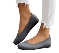 Elegante Ballerinas Damen - Schuhe Sommer Bequem Ballerina Schwarz Geschlossene Ballettschuhe Atmungsaktive Klasssische Trachtenschuhe Flache Loafer Runde Zehe Damenschuhe Flat Grau 40