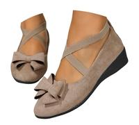 Elegante Ballerinas Damen - Schuhe Sommer Sportliche Barfuss Ballerina Klasssische Spitz Walkingschuhe Weich Atmungsaktive Damenschuhe Flache Bequem Balerinaschuhe Sommerschuhe Khaki 43