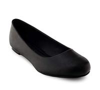 Elegante Ballerinas in schwarzer Leder-Optik, Gr. 45 EU ( Schwarz )