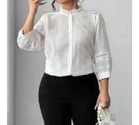 Elegante bestickte Baumwollbluse, Cut Out