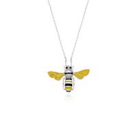Elegante Bienen Halskette 925 Sterling Silber - Damen Collier mit Zirkonia Besatz, Gelber Emaille & Rodyum-Schutz, 42 cm