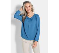 Klassische Bluse GOLDNER "Kurzgröße Elegante Bluse aus Chiffon", Damen, Gr. 20, blau, Obermaterial: 67% Polyester PES. 30% Viskose CV. 3% Elasthan EL., Modisch, Blusen, Rundhalsausschnitt (97267868-20