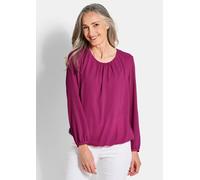 Klassische Bluse GOLDNER "Jerseybluse mit Falten-Details", Damen, Gr. 46, pink (beere), Obermaterial: 67% Polyester PES. 30% Viskose CV. 3% Elasthan EL., Modisch, Blusen, Rundhalsausschnitt (81890313-