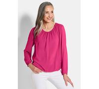Klassische Bluse GOLDNER "Jerseybluse mit Falten-Details", Damen, Gr. 54, pink, Obermaterial: 67% Polyester PES. 30% Viskose CV. 3% Elasthan EL., Modisch, Blusen, Rundhalsausschnitt (15340606-54) pink