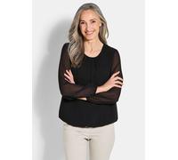 Klassische Bluse GOLDNER "Kurzgröße Elegante Bluse aus Chiffon", Damen, Gr. 19, schwarz, Obermaterial: 67% Polyester PES. 30% Viskose CV. 3% Elasthan EL., Modisch, Blusen, Rundhalsausschnitt (19013863